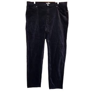 Eileen Fisher Woman Size XL Velveteen Stretch Slim Pants Black Organic Cotton